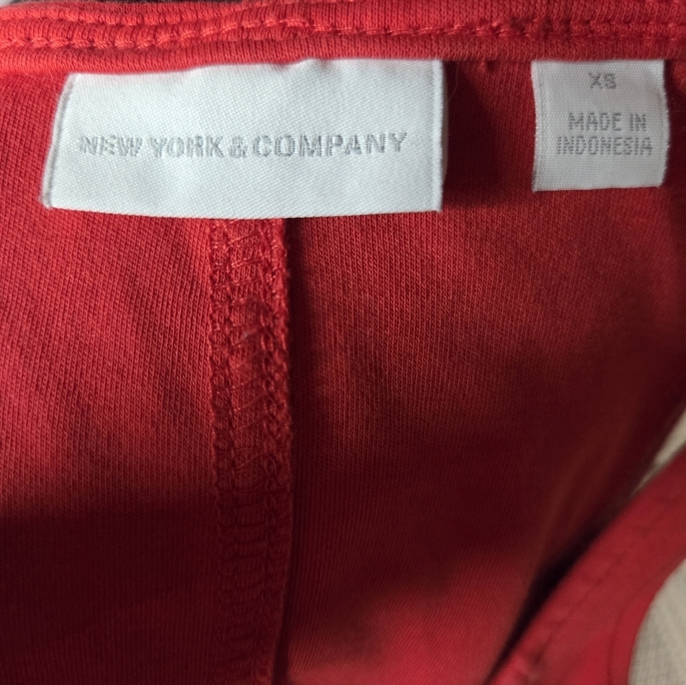 New York & Company Orange 100% Cotton Dress With Pockets Sz XS Flowy Summer - Picture 5 of 7